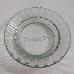 Vintage RAMADA Hotel Ashtray Green Tinted Glass